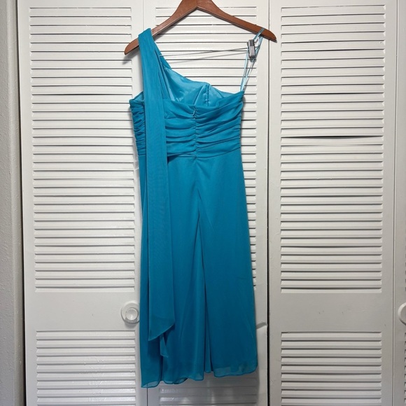 Alex Evenings Blue One-Shoulder Knee Length Sundress Wedding Guest Size 4 - Picture 3 of 4